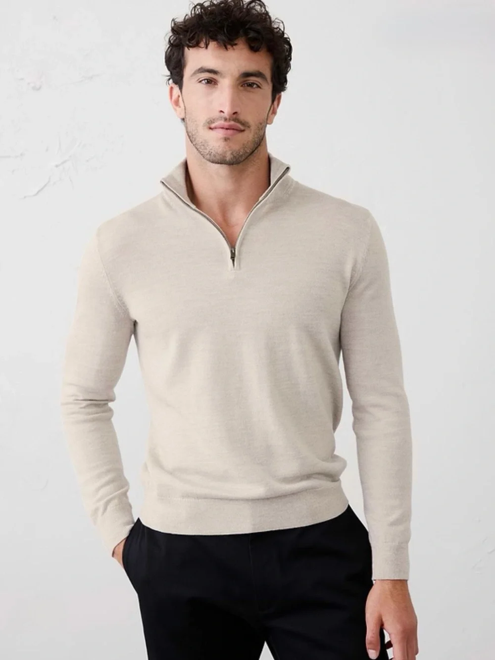 banana republic merino quarter zip sweater